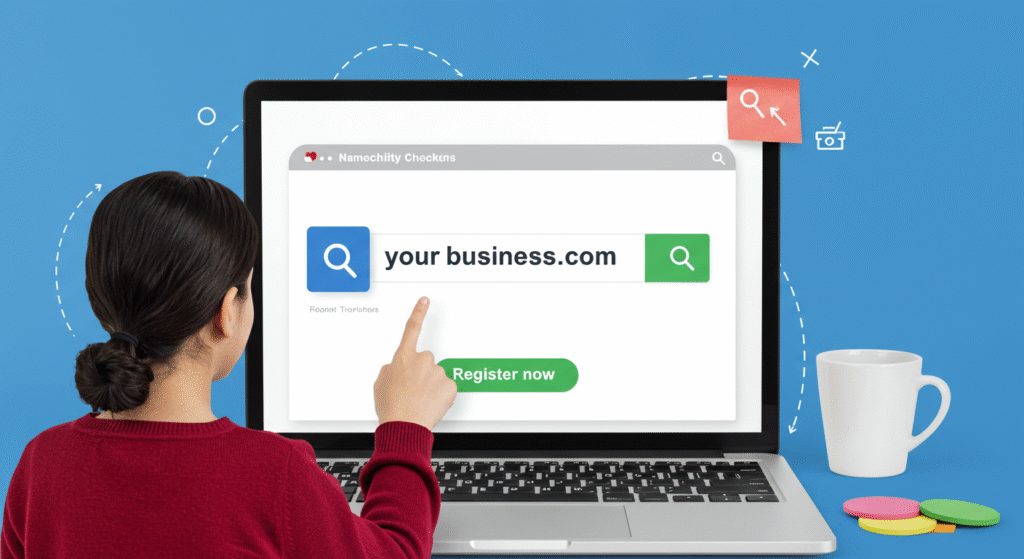 Person checking if a domain name is available using a registrar’s search tool